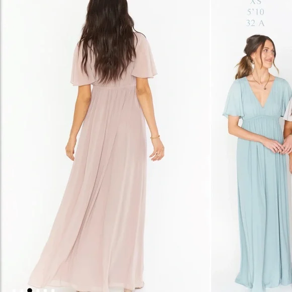 Show Me Your MuMu - Emily Empire Maxi Dress ~ Soft Beige Chiffon - Size Small - Picture 4 of 4